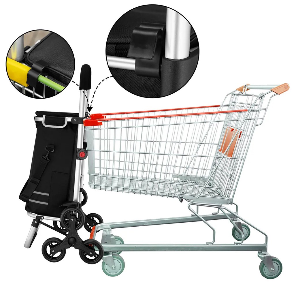 Carucior cumparaturi  Stairs Climber pliabil husa detasabila 3 roti  Metal/Poliester Negru