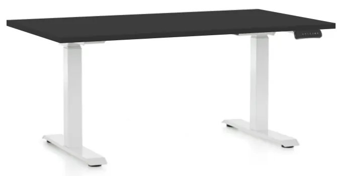 Masa inaltime reglabila OfficeTech D, 120 x 80 cm, bază albă, negru