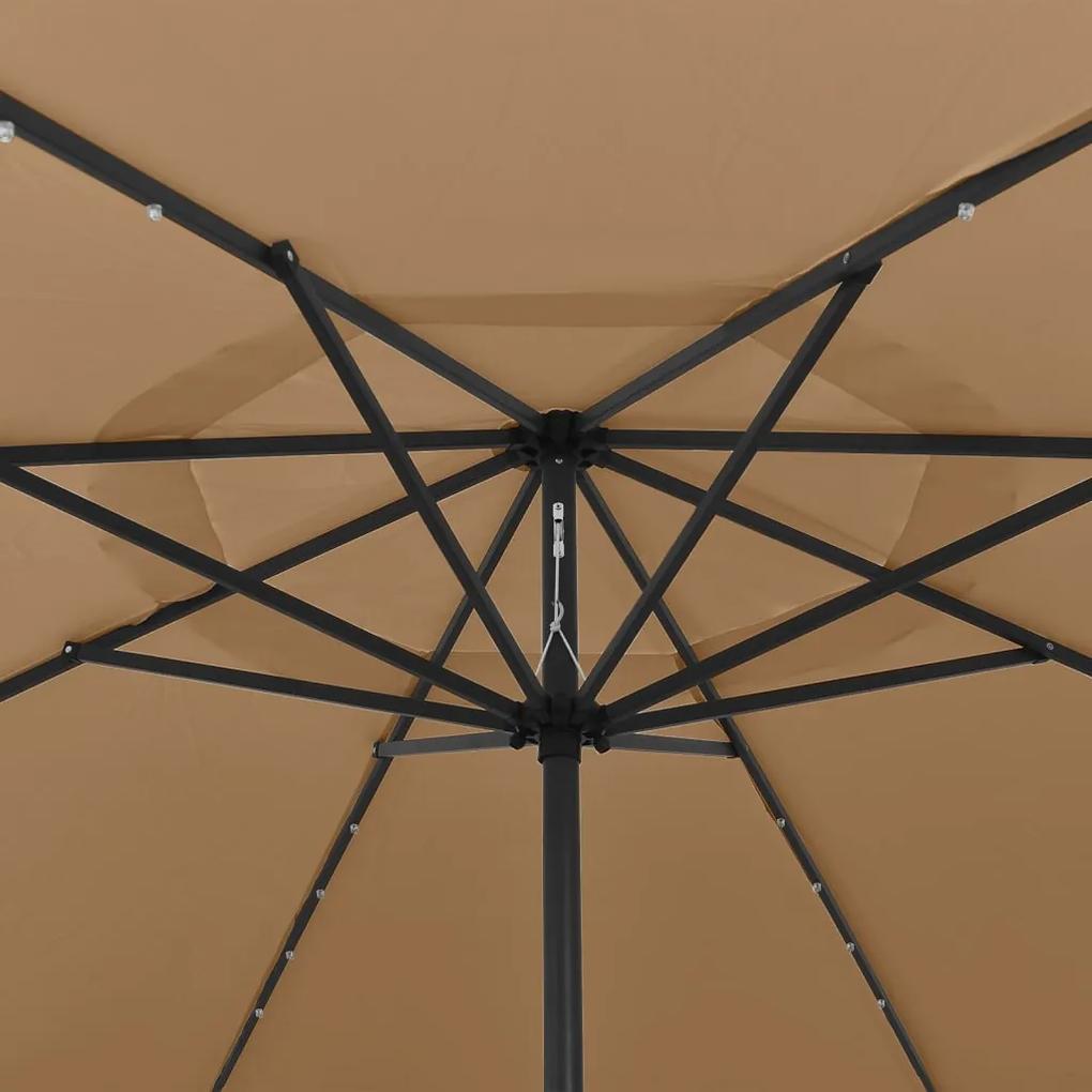 Umbrela de soare exterior, LED-uristalp metal gri taupe 400 cm Gri taupe