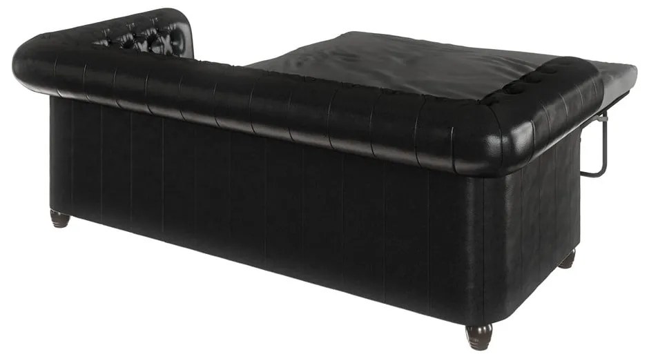 Canapea neagră extensibilă cu tapițerie din imitație de piele 203 cm York – Ropez