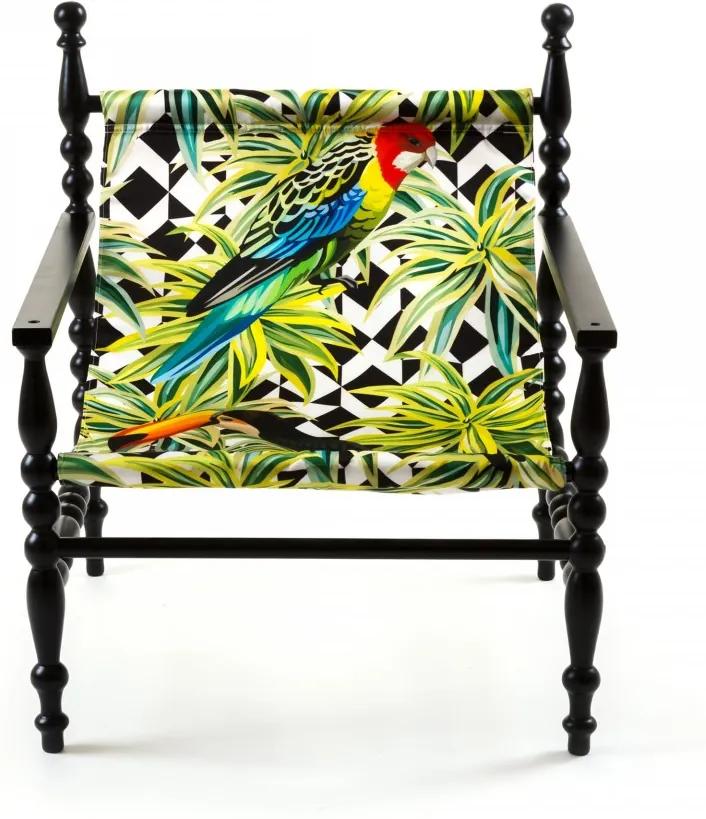 Scaun cu cadru din lemn negru Heritage Parrots Seletti