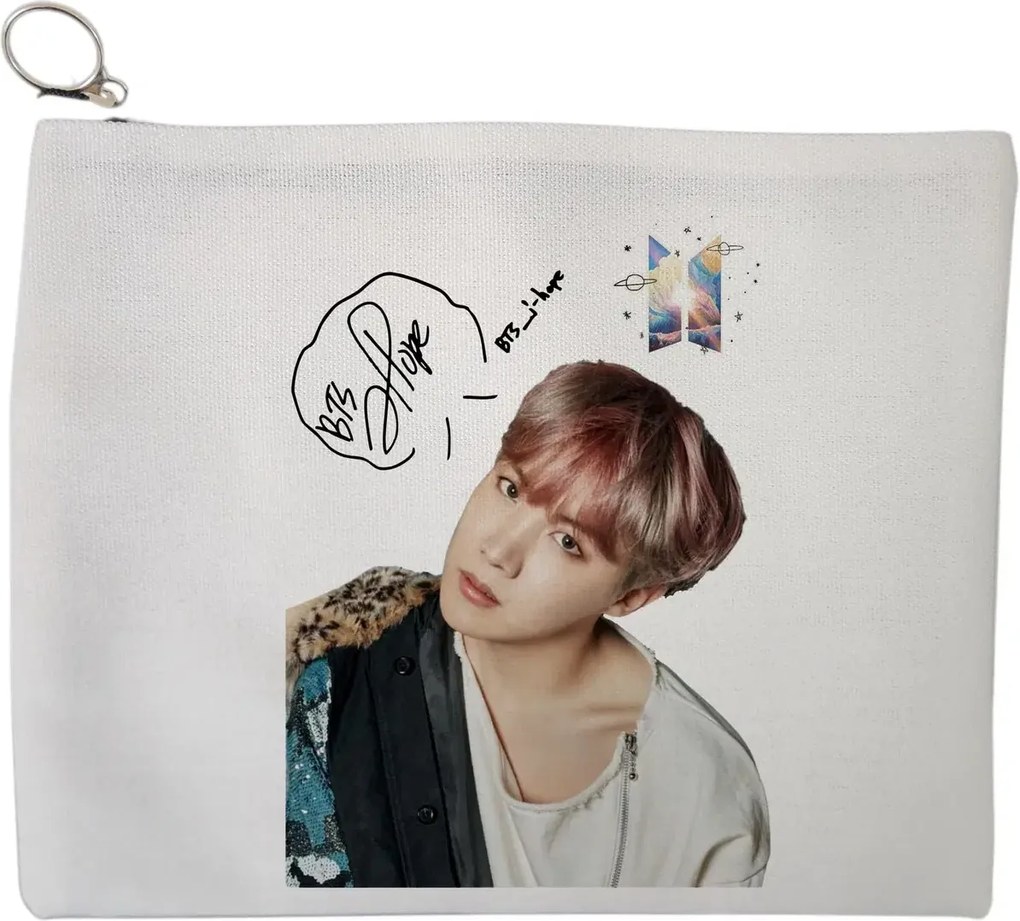 Portfard Cosmetice tip Plic, model BTS J-Hope 2, 23x18 cm, Alb, BEKZ®