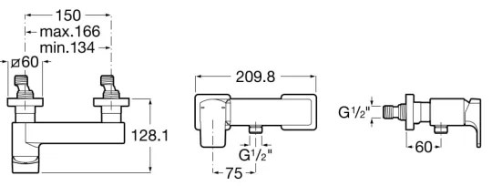 Roca A5A2D01C00 - Baterie de duș L90, crom lucios