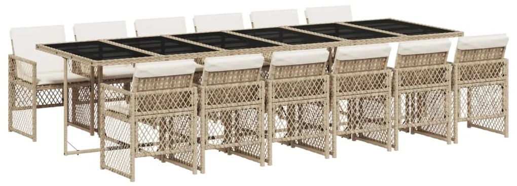 3210766 vidaXL Set mobilier de grădină cu perne, 13 piese, bej, poliratan