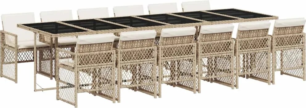 vidaXL Set mobilier de grădină cu perne, 13 piese, bej, poliratan