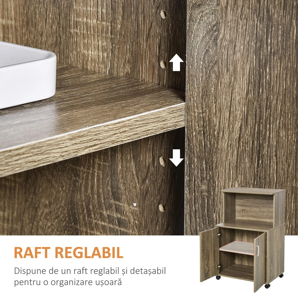 Mobilier Bucatarie cu 4 Roti, Dulapior cu Etajera din PAL, Lemn 60,4x40,3x97cm HOMCOM | Aosom Romania