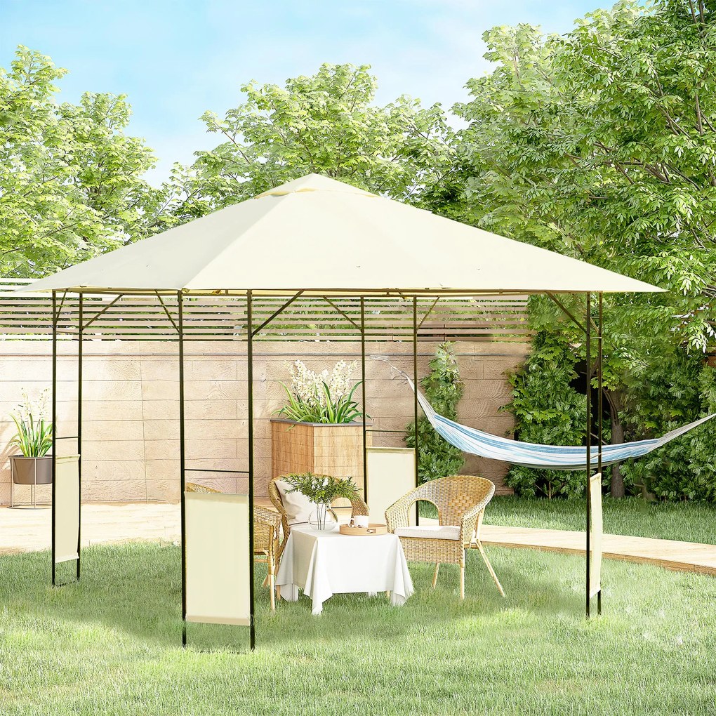 Pavilion Gazebo pentru Grădină Outsunny Alb din Metal 3x3m | Aosom Romania