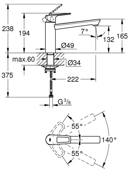 GROHE 31706000 - baterie pentru chiuvetă BAULOOP, crom lucios