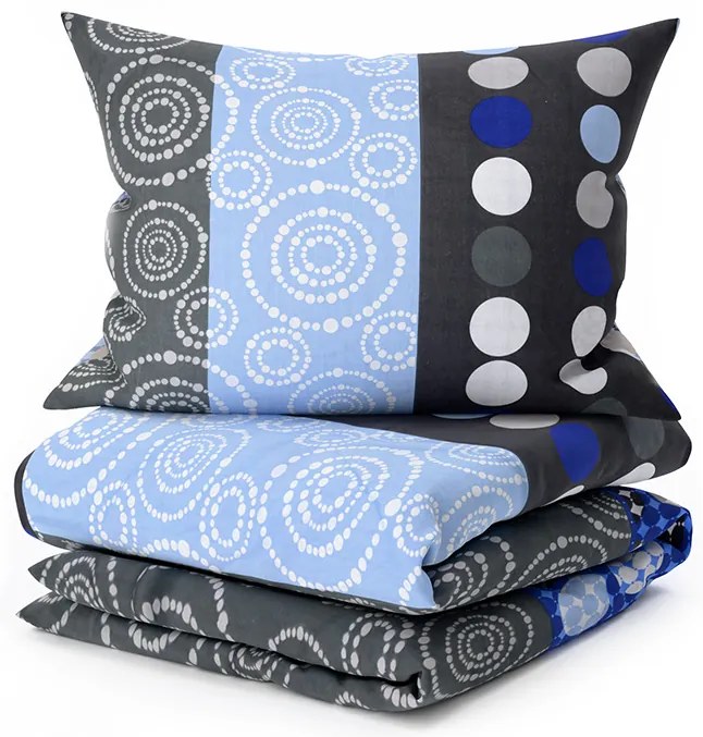 Lenjerie de pat din bumbac CERCURI ALBASTRU, albastru Dimensiune lenjerie de pat: 70 x 90 cm | 140 x 200 cm
