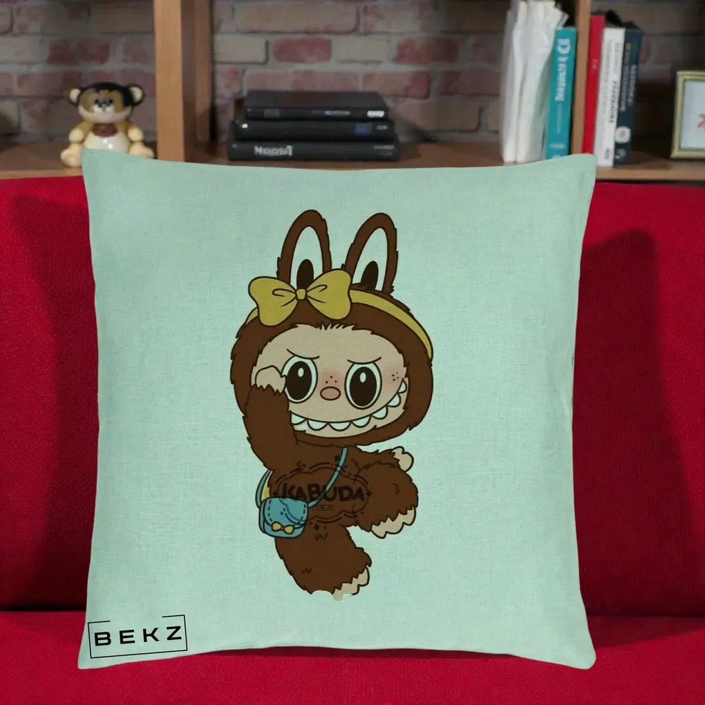 Perna Personalizata Kabuda Maro cu Funda Aurie, 40x40 cm, Verde Menta, Husa Detasabila, Perna Inclusa, BEKZ®