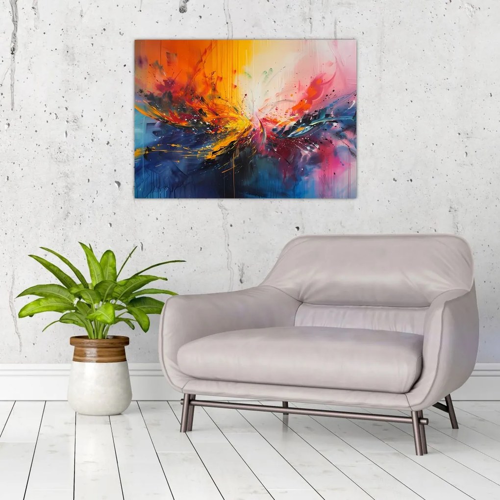 Tablou pe sticlă - Abstracție de culoare (70x50 cm)