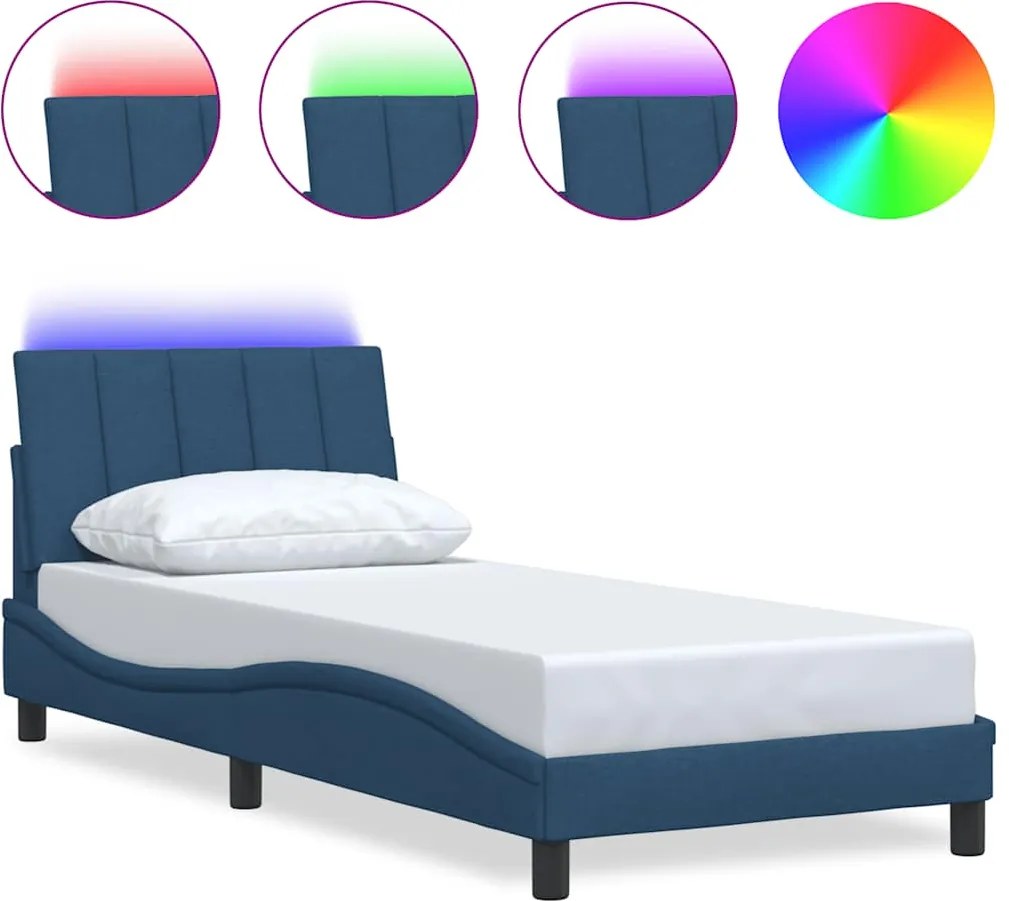 vidaXL Cadru de pat fără saltea Hanko țesătură albastră 80x200 cm