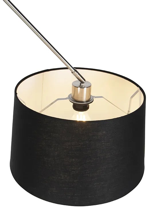 Lampă suspendată din oțel cu abajur din in negru 35 cm - Blitz