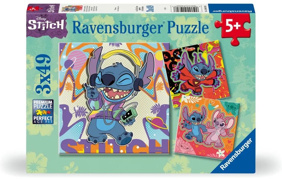 PUZZLE DISNEY STITCH IN RITMUL MUZICII 3X49 PIESE - RAVENSBURGER (RVSPC01070)