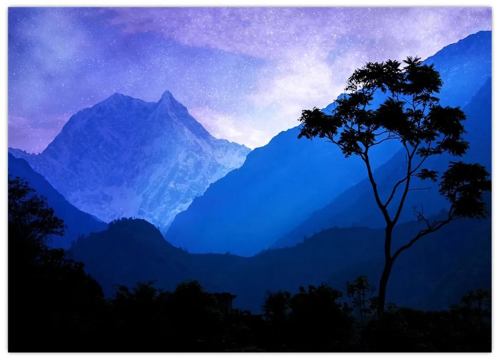 Tablou pe sticlă - Cerul de noapte din Nepal (70x50 cm)