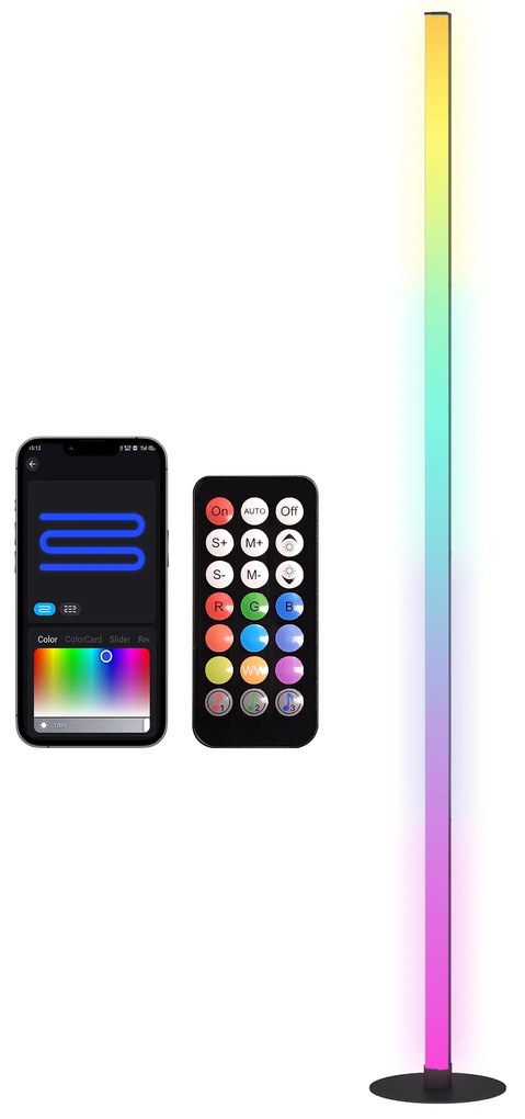 HOMCOM Lampadar LED RGBIC cu control APP si telecomanda, sincronizare muzica, 16 milioane culori, moduri de scenă și timer | Aosom Romania
