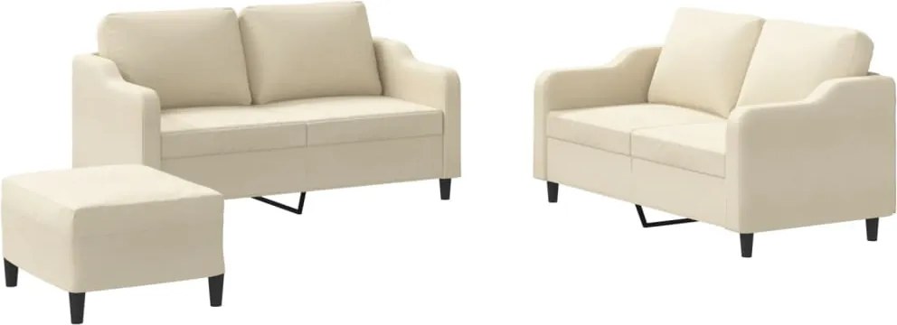 vidaXL Set de canapele cu perne, 3 piese, crem, textil