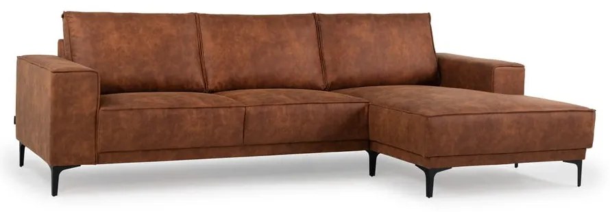 Colțar maro coniac cu tapițerie din imitație de piele (colț pe partea dreaptă) Copenhagen – Scandic