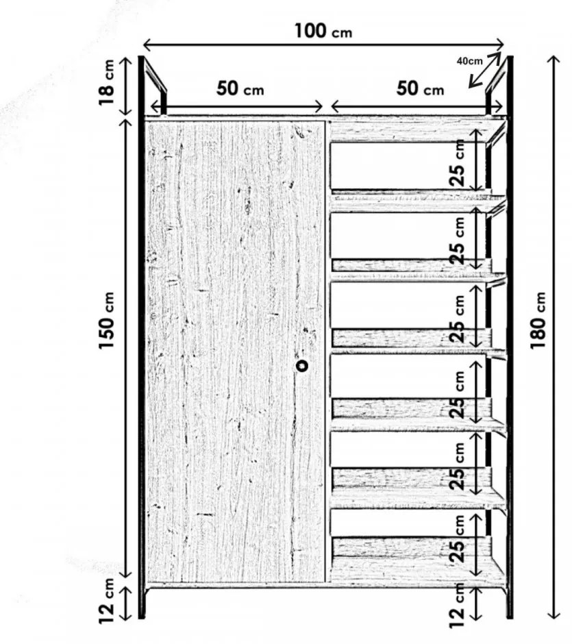 Dulap pentru Haine L613, Stejar
