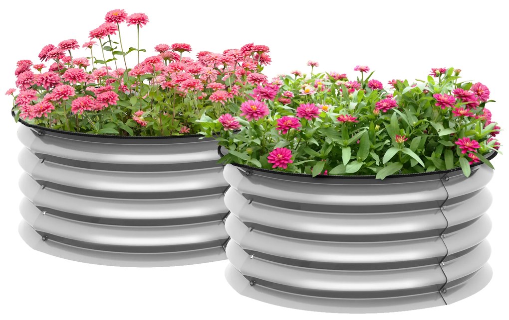 Outsunny Set 2 Paturi Înălțate de Gradină, Jardiniere Exterior cu Margine Protecție, Ideal pentru Flori și Legume, Design Ergonomic | Aosom Romania