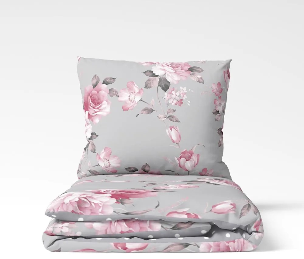 Lenjerie de pat din bumbac pentru pat dublu Bonami Selection Belle, 200 x 220 cm, gri