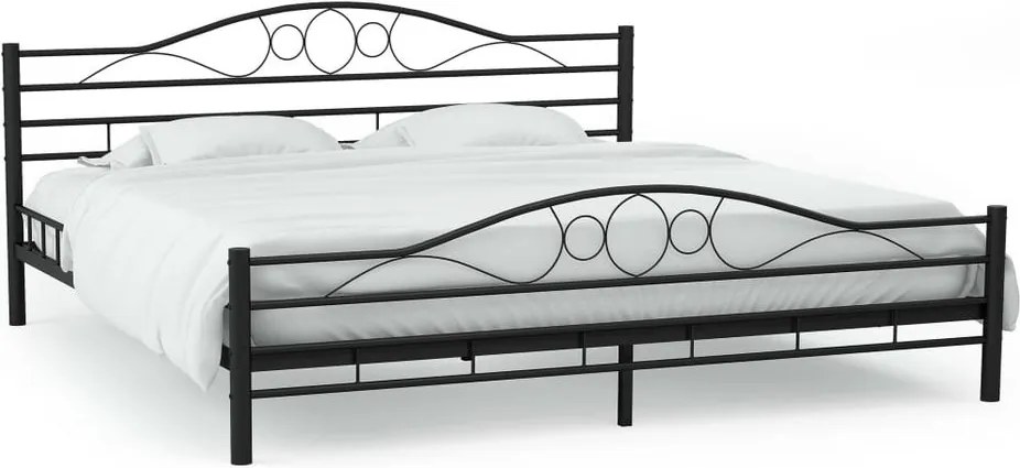Cadru de pat metalic, bază șipci, 140 x 200 cm, design curbat
