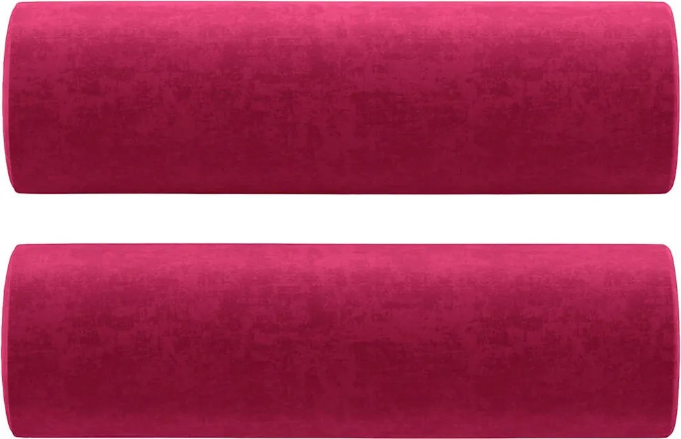 vidaXL Perne decorative, 2 buc., roșu vin, Ø15x50 cm, catifea