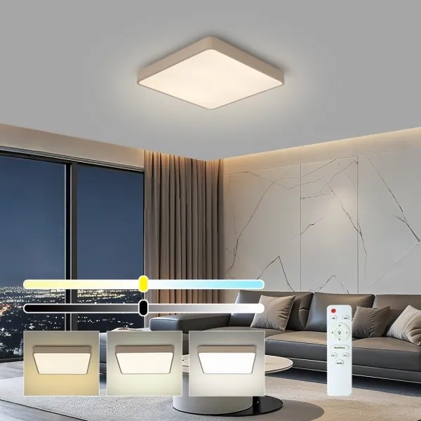 Brilagi-LED Plafonieră LED dimmabilă POOL SQUARE, 48W, 230V, 3000-6000K, 50x50 cm, bej + telecomandă