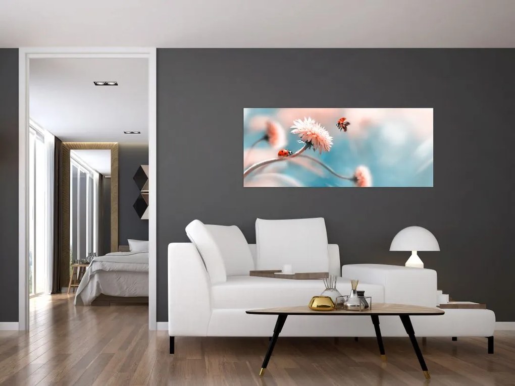 Tablou - Buburuze pe floare (120x50 cm)