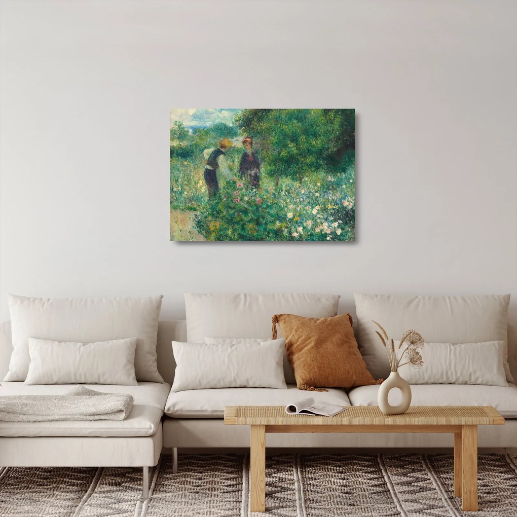 Tablou pe sticlă - Auguste Renoir, Picking Flowers, reproducere (70x50 cm)