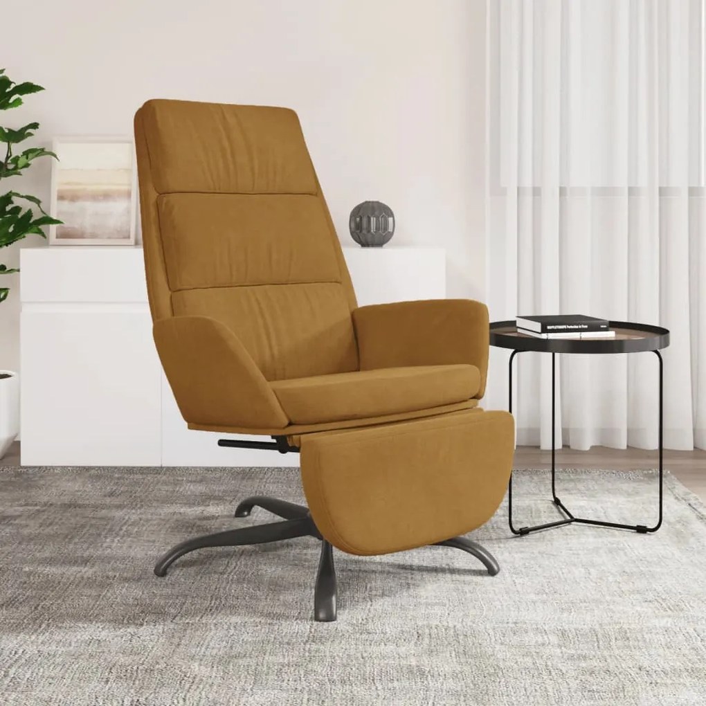 3097916 vidaXL Scaun de relaxare cu taburet, maro, catifea