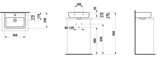 LAUFEN H8119520001041 - Lavoar PRO 45x34 cm ceramică/alb