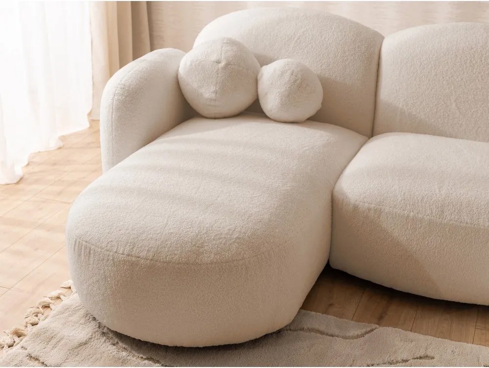 Colțar maro deschis cu tapițerie din țesătură bouclé (în formă de "U") Orbit – Ropez