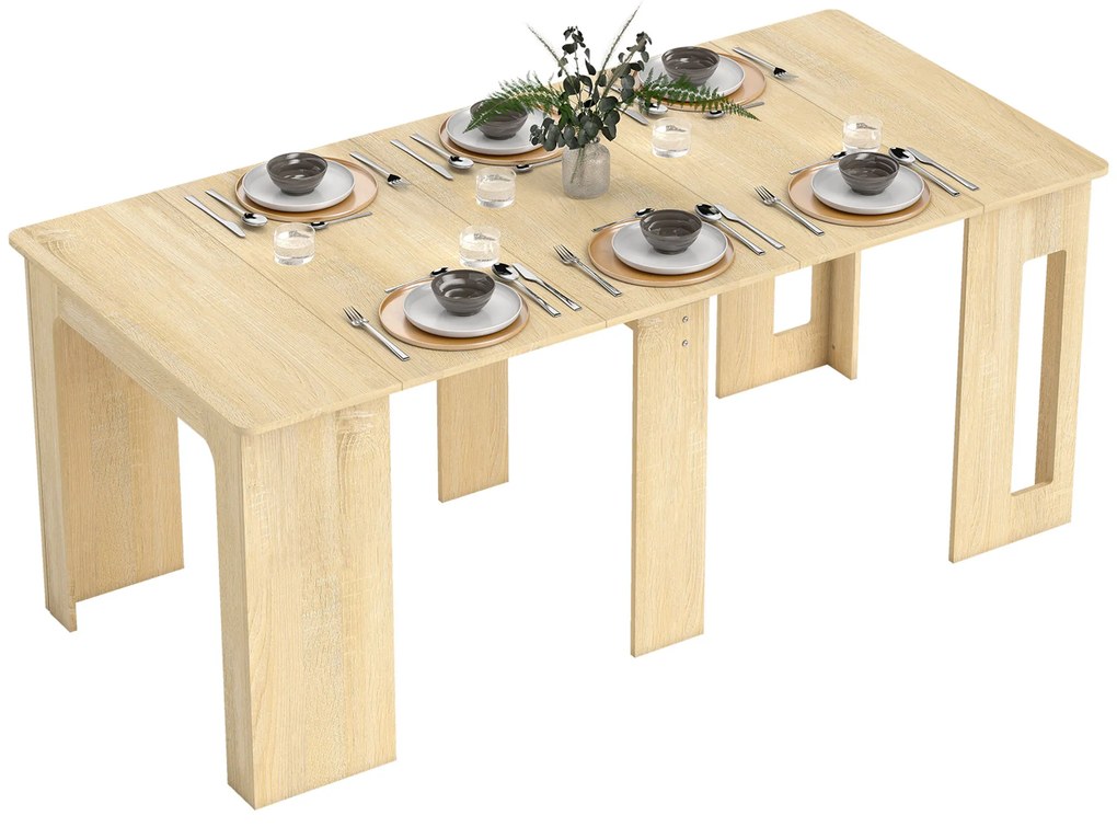 HOMCOM Masă de dining, masă pliantă, masă extensibilă pentru bucătărie, masă pentru sufragerie, PAL, 60-180 x 85 x 75 cm, natural | Aosom Romania