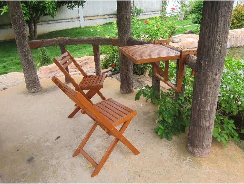 Set 2 scaune și măsuță de agățat pentru balcon din lemn de eucalipt Balcony Berkeley - Garden Pleasure