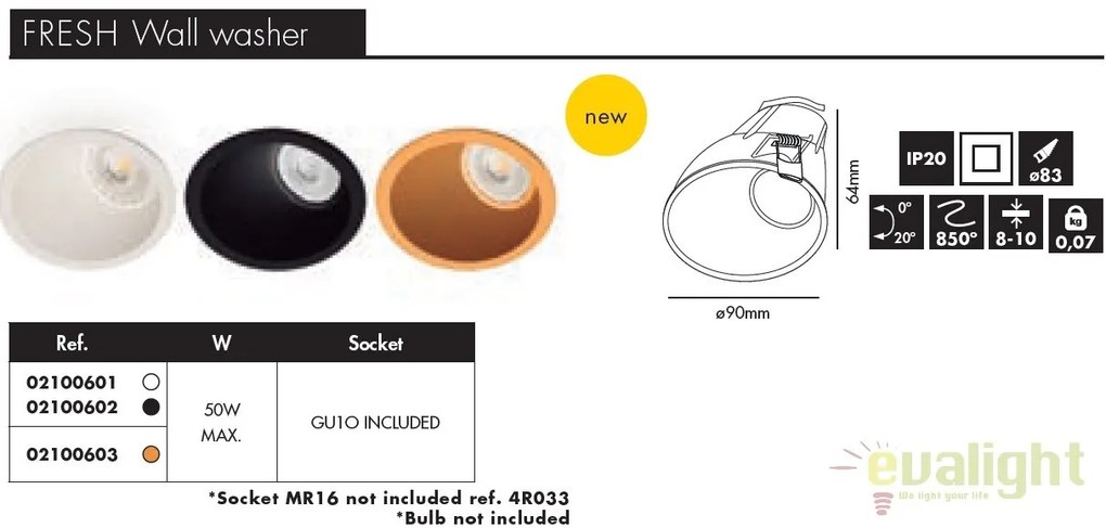 Spot incastrabil modern Wall washer auriu 02100603