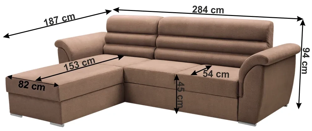 Set de canapea, ţesătură Queens maro, stânga, FABO