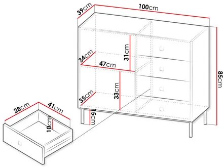 Comodă Probazzo 1D4SZ (Negru + auriu) . 1103668