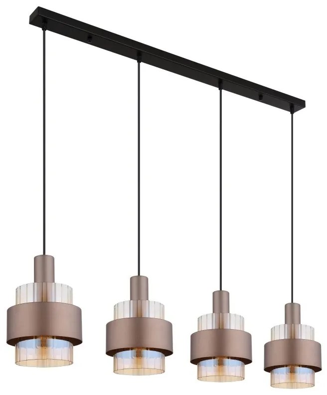 Lustra cu 4 pendule, Sticla Chihlimbar, Metal Bronz, MILLEY 15560-4HA GL