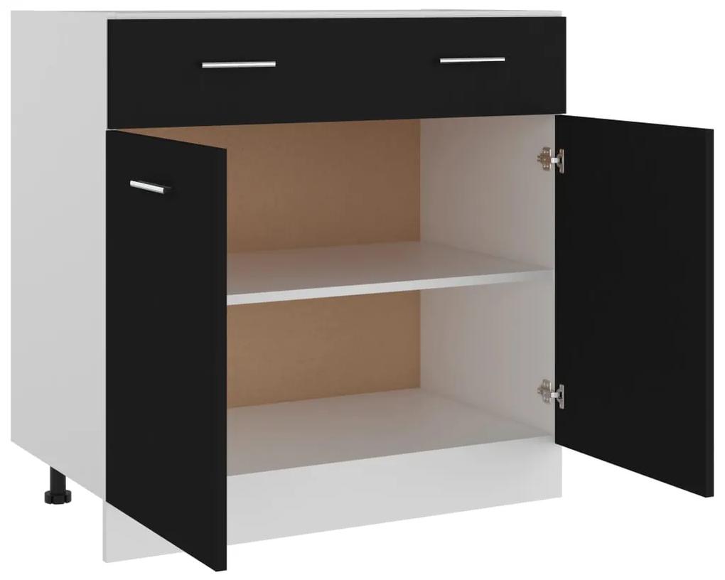Dulap inferior cu sertar, negru, 80 x 46 x 81,5 cm, pal