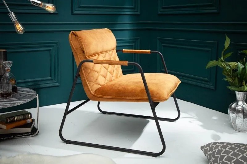 Fotoliu design retro Mustang Lounger, galben mustar