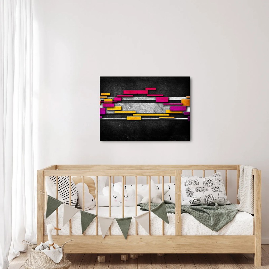 Tablou - Abstrac colorat, fundal negru (70x50 cm)