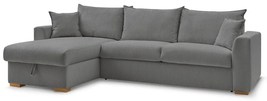 Colțar gri extensibil cu tapițerie din catifea reiată (cu colț variabil) Augustin – Bobochic Paris