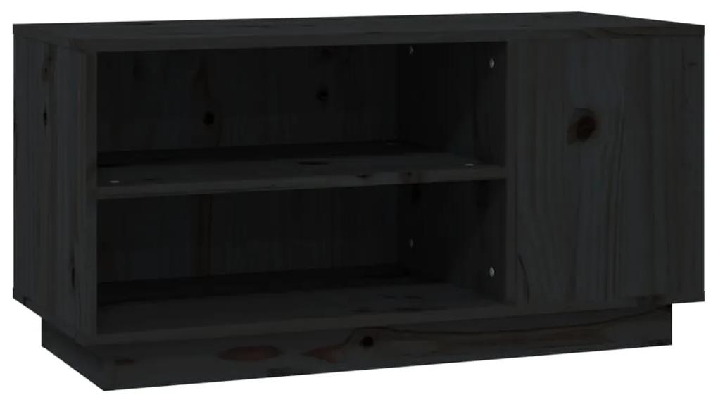 Comoda TV, negru, 80x35x40,5 cm, lemn masiv de pin 1, Negru