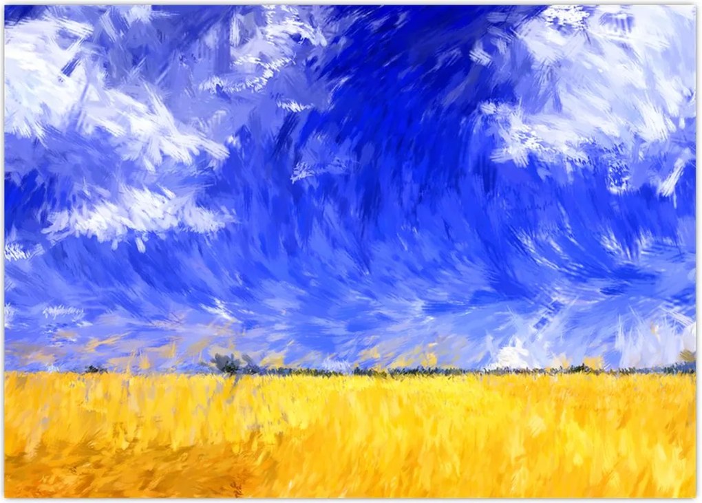 Tablou - Pictură în ulei, câmp auriu (70x50 cm)