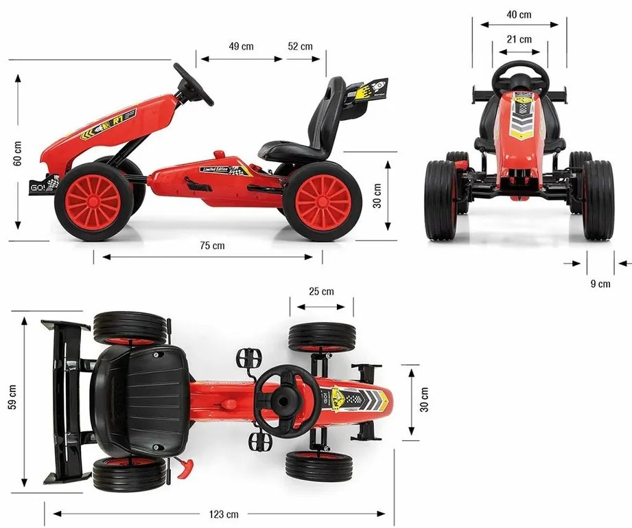 Milly Mally Quadricycle Go-kart Rocket, roșu