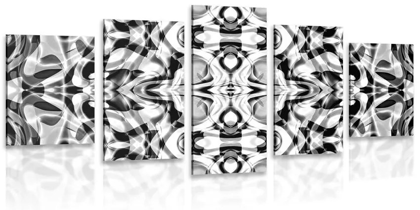 Tablou 5-piese abstractizare în design alb-negru