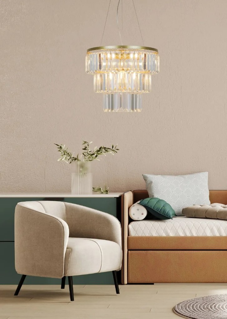 Lustra suspendata design modern Tifanny auriu