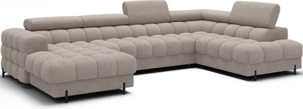 Colțar bej extensibil cu tapițerie din țesătură bouclé (cu colț pe partea dreaptă/în formă de "U") Feraria – ELTAP