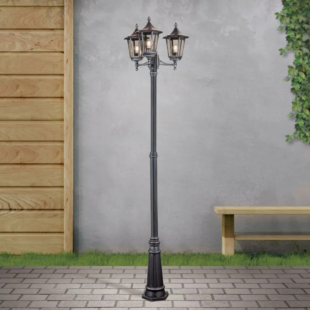 Stalp iluminat exterior stil clasic IP43 H255 Hermine AL 11K/82549/A schwarz-silber OR